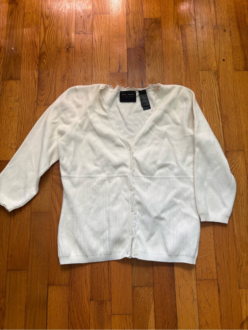 Express Women's Cream Button-Front V-Neck Cardigan